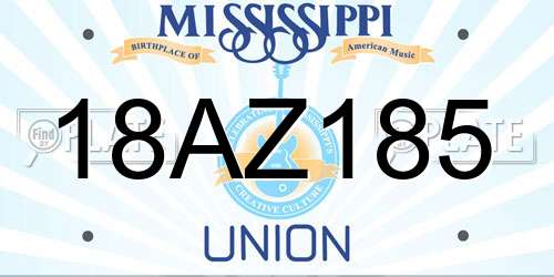 18AZ185 Mississippi License Plate