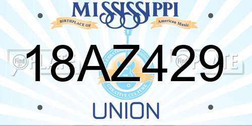 18AZ429 Mississippi License Plate