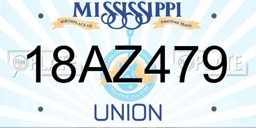 18AZ479 Mississippi License Plate