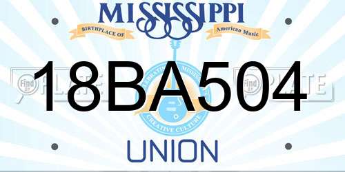 18BA504 Mississippi License Plate