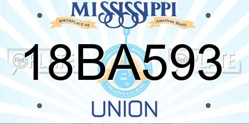 18BA593 Mississippi License Plate