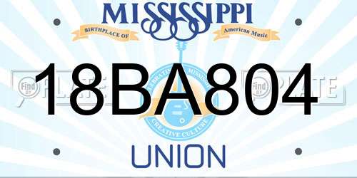 18BA804 Mississippi License Plate