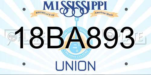 18BA893 Mississippi License Plate