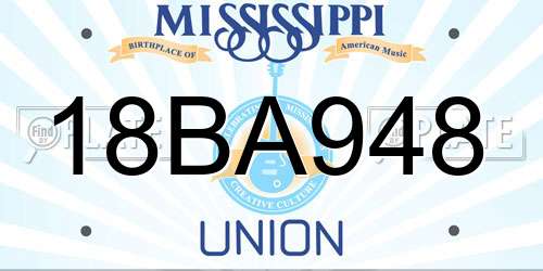 18BA948 Mississippi License Plate