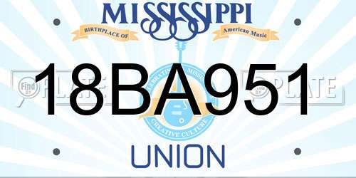 18BA951 Mississippi License Plate