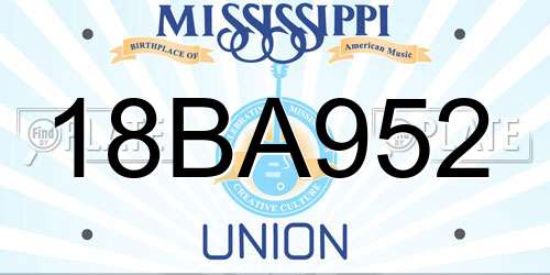 18BA952 Mississippi License Plate