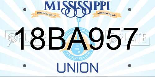 18BA957 Mississippi License Plate