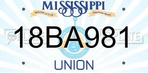 18BA981 Mississippi License Plate