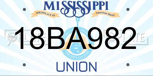 18BA982 Mississippi License Plate