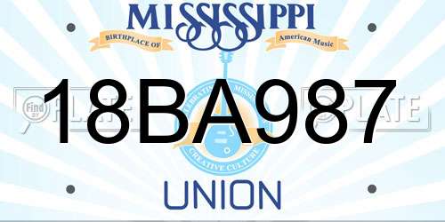 18BA987 Mississippi License Plate