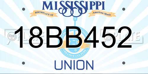 18BB452 Mississippi License Plate