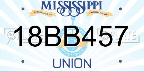 18BB457 Mississippi License Plate