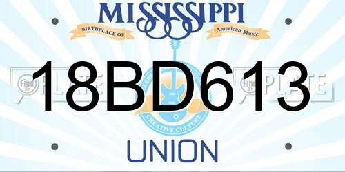 18BD613 Mississippi License Plate