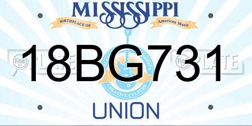 18BG731 Mississippi License Plate