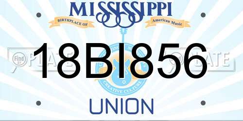 18BI856 Mississippi License Plate