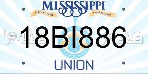 18BI886 Mississippi License Plate