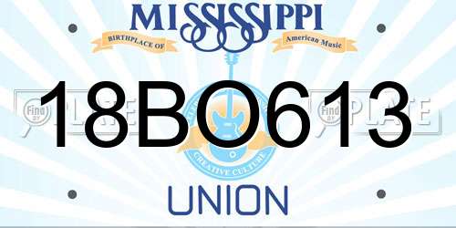18BO613 Mississippi License Plate