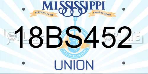 18BS452 Mississippi License Plate