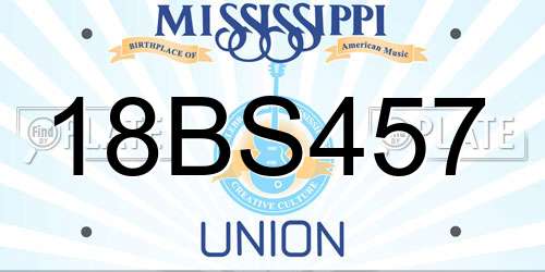 18BS457 Mississippi License Plate