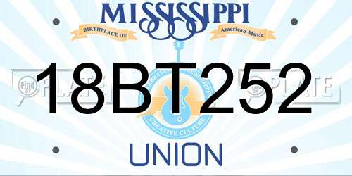 18BT252 Mississippi License Plate