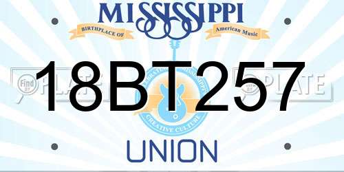 18BT257 Mississippi License Plate