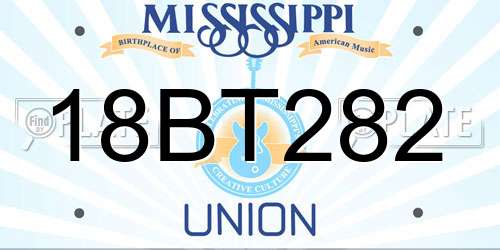 18BT282 Mississippi License Plate
