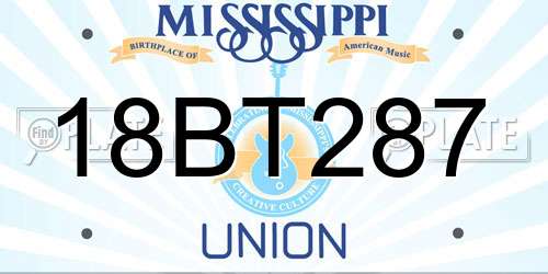 18BT287 Mississippi License Plate