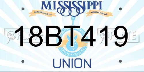 18BT419 Mississippi License Plate
