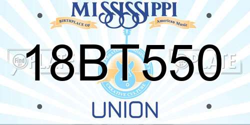 18BT550 Mississippi License Plate