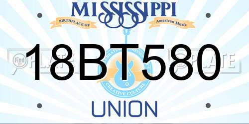 18BT580 Mississippi License Plate