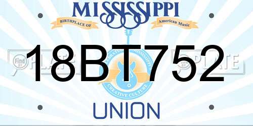 18BT752 Mississippi License Plate