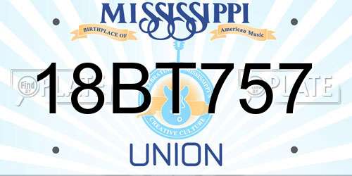 18BT757 Mississippi License Plate
