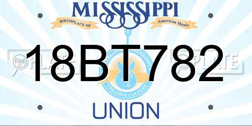 18BT782 Mississippi License Plate