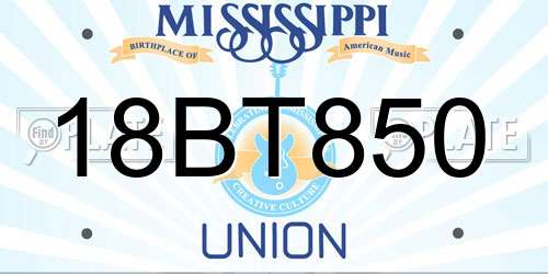 18BT850 Mississippi License Plate