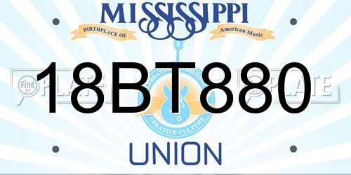 18BT880 Mississippi License Plate