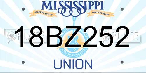 18BZ252 Mississippi License Plate