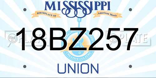 18BZ257 Mississippi License Plate