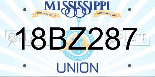 18BZ287 Mississippi License Plate