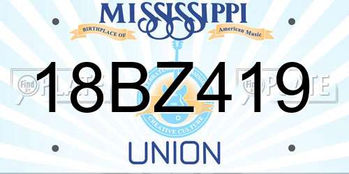18BZ419 Mississippi License Plate