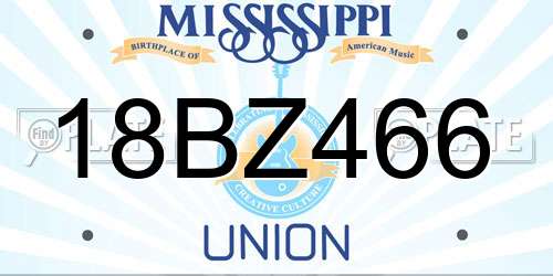 18BZ466 Mississippi License Plate