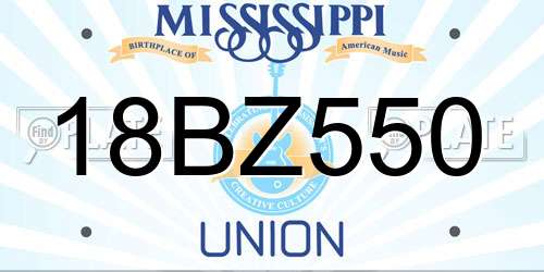 18BZ550 Mississippi License Plate