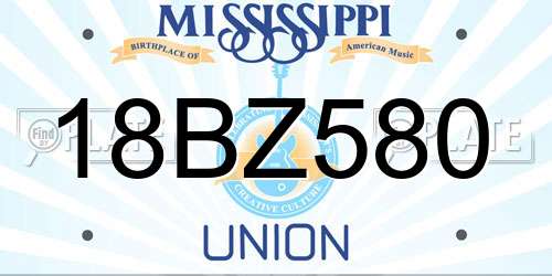 18BZ580 Mississippi License Plate