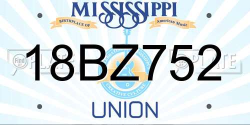 18BZ752 Mississippi License Plate