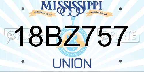 18BZ757 Mississippi License Plate