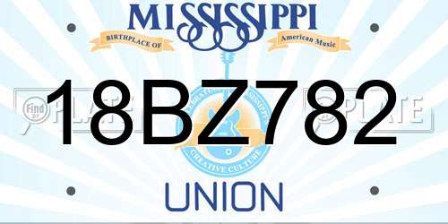 18BZ782 Mississippi License Plate