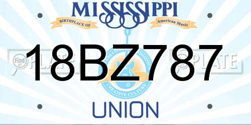 18BZ787 Mississippi License Plate