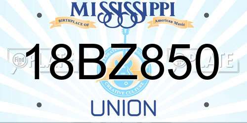 18BZ850 Mississippi License Plate