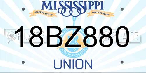 18BZ880 Mississippi License Plate