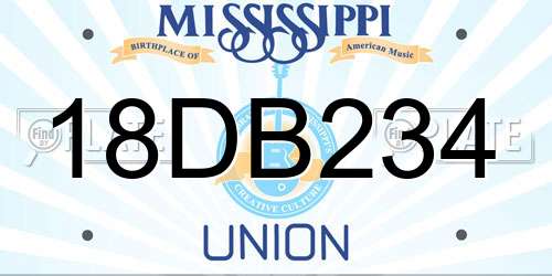 18DB234 Mississippi License Plate