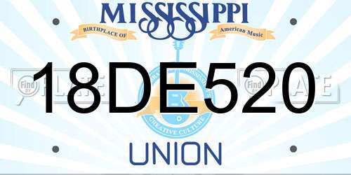 18DE520 Mississippi License Plate